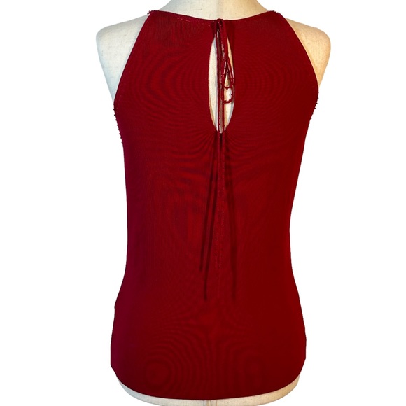 Venini Red Beaded Draped Tie Back Sz M - Picture 2 of 12